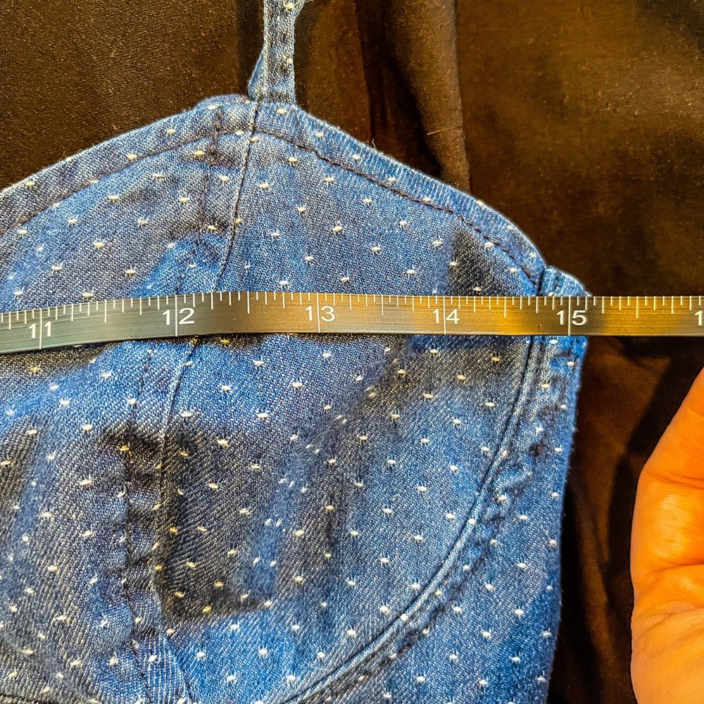 Free People SZ S Polka Dot Denim Baby Doll Dress! - Picture 6 of 9